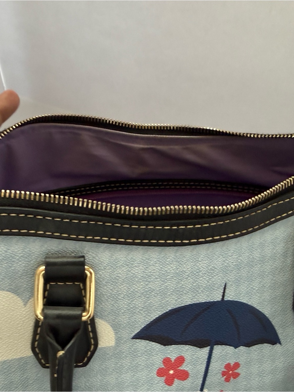 RETIRED Dooney & Bourke Disney Mary Poppins Bue Purple Dome Satchel Purse RARE - Picture 9 of 9